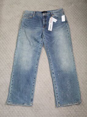 NWT Purple Brand Size 32 Mid Rise Straight Sparkle Blue Jeans